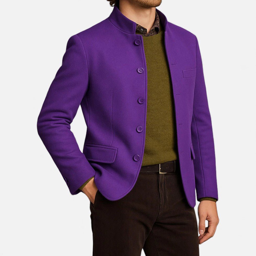 Herren Stehkragenjacke aus glattem Webstoff