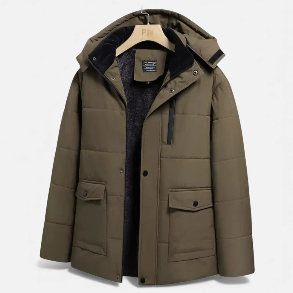 Gefütterte Winterjacke mit Kapuze Herren