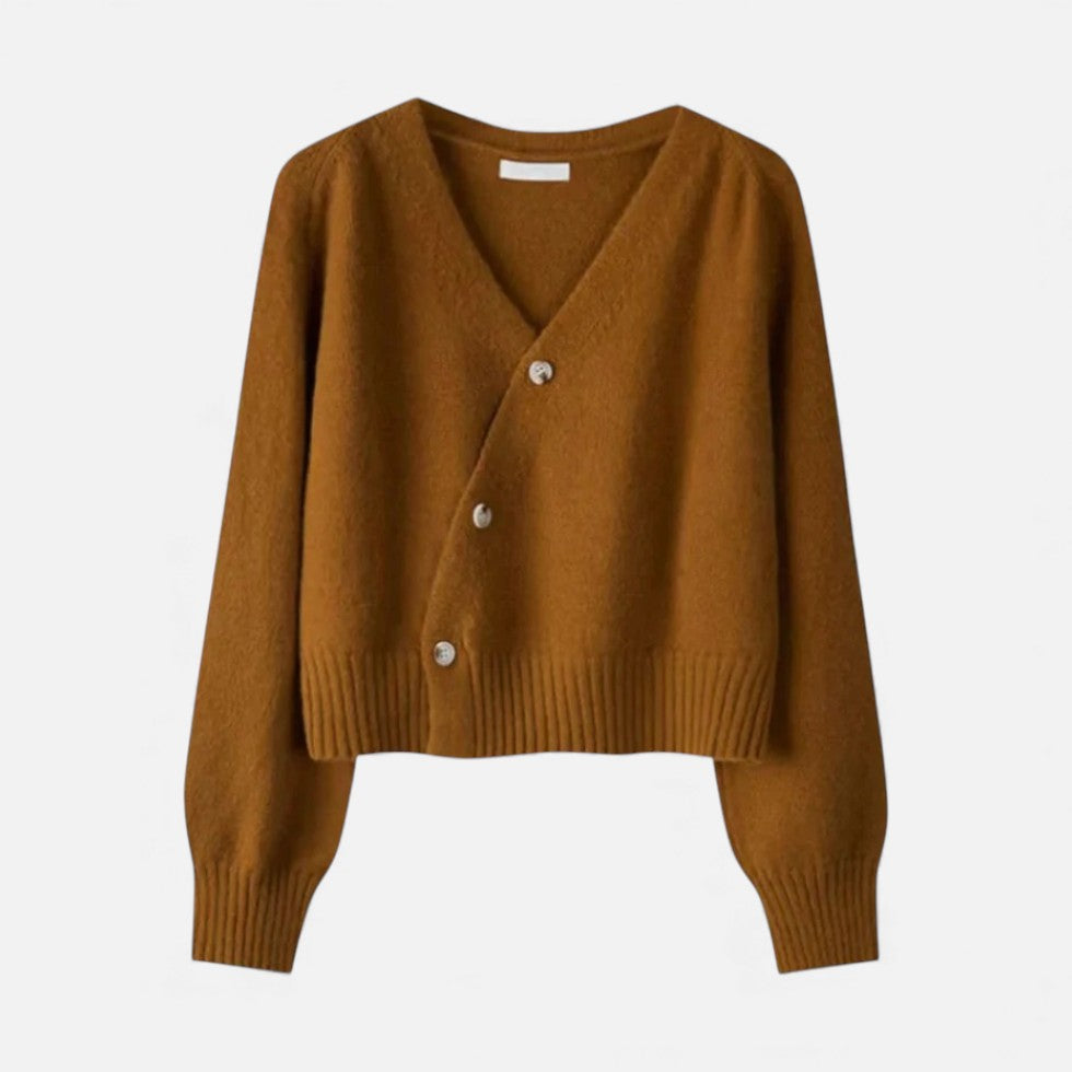 Damen Wollstrickjacke mit Knopfleiste