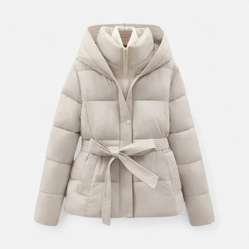 Damen Steppjacke mit Gürtel und Kapuze