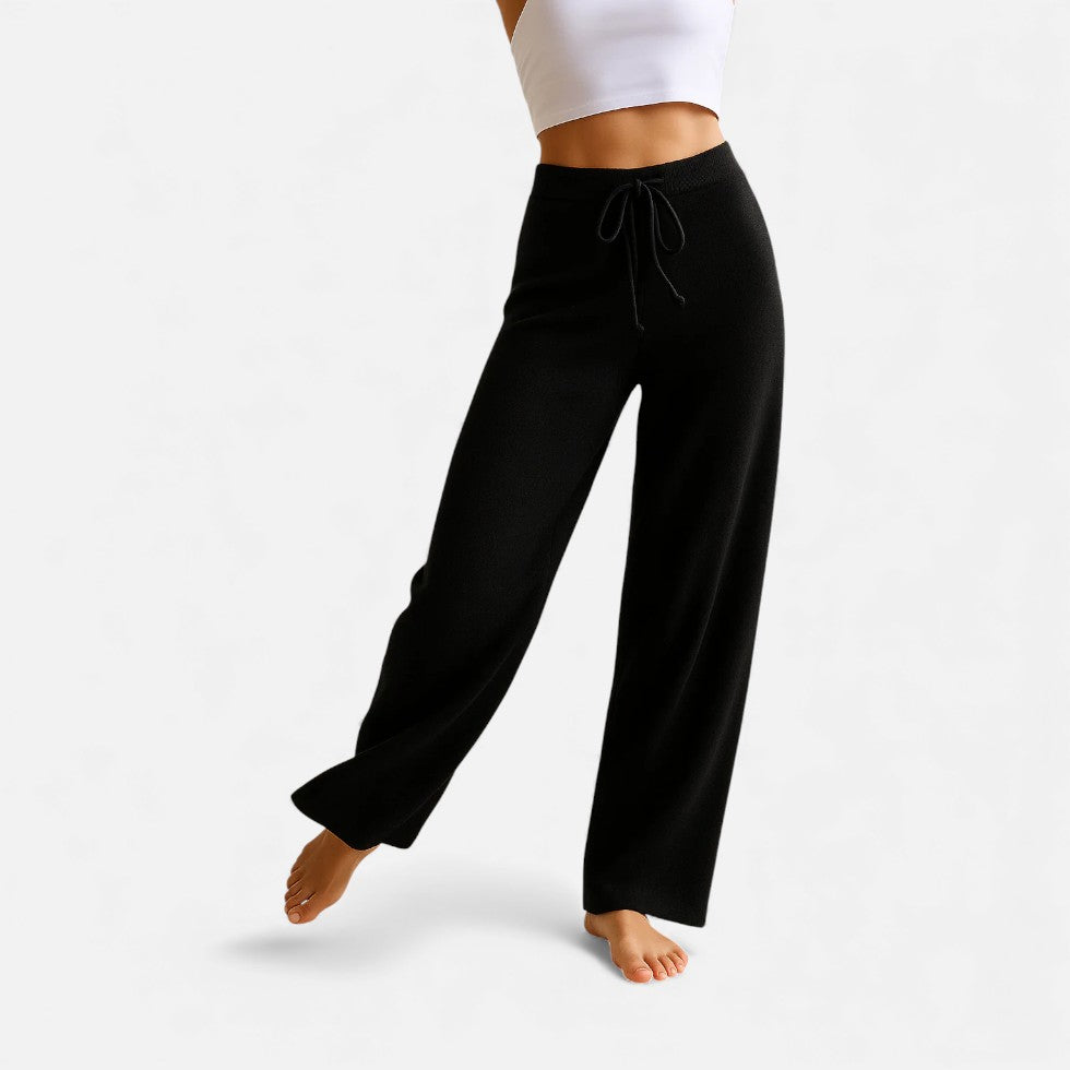 Damen Kaschmir Strickhose mit weitem Bein