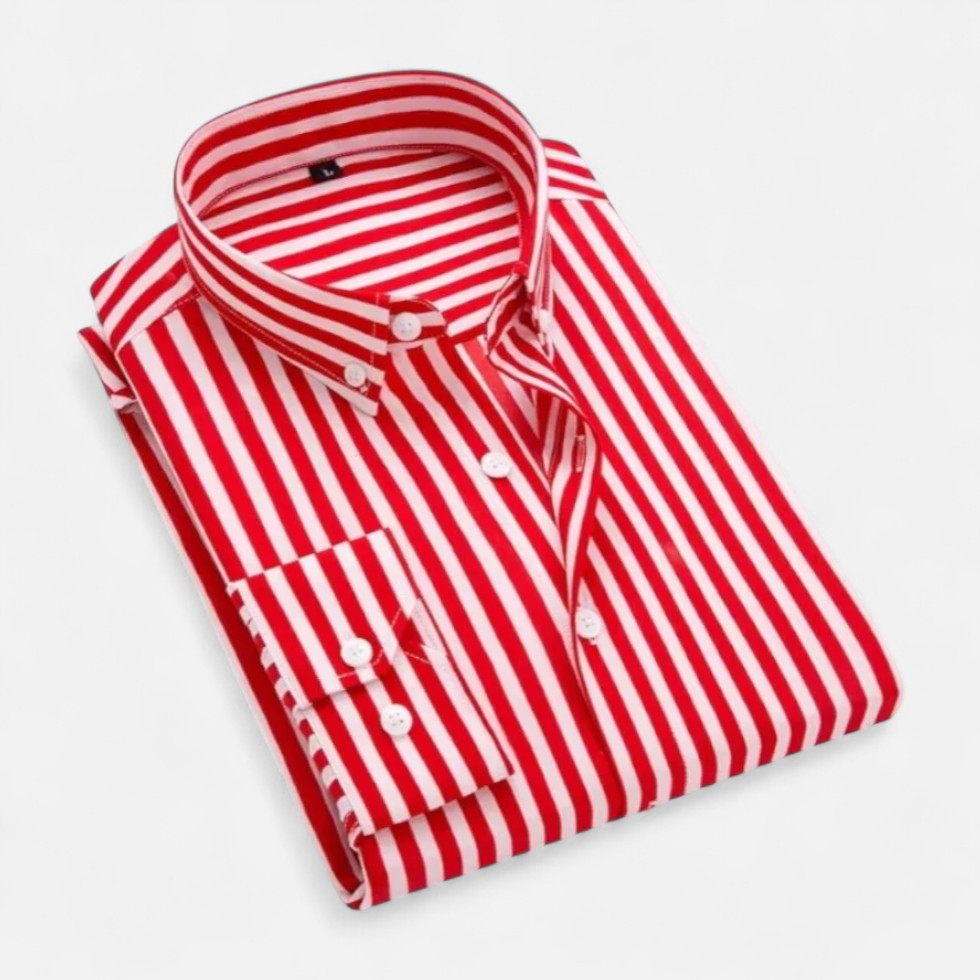 Herren Slim Fit Langarmhemd mit Streifenmuster