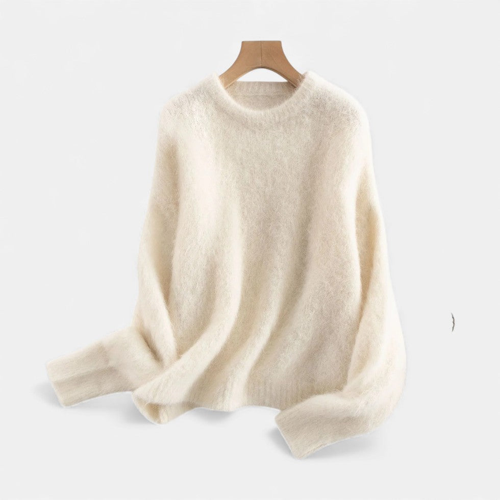 Damen Kaschmir Strickpullover mit weicher Flauschstruktur