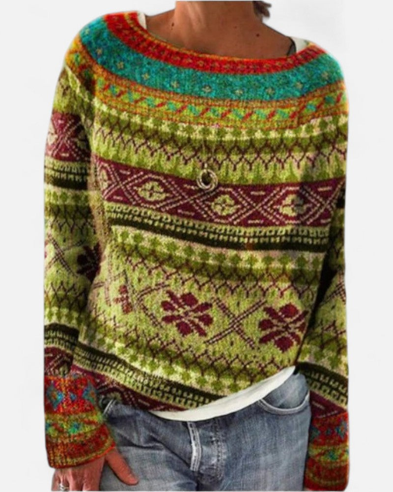 Strickpullover mit mehrfarbigem Norwegermuster