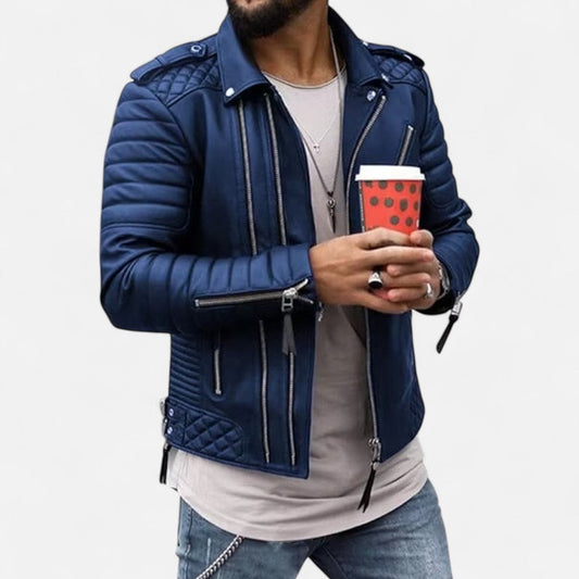 Steppoptik Kunstlederjacke für Herren