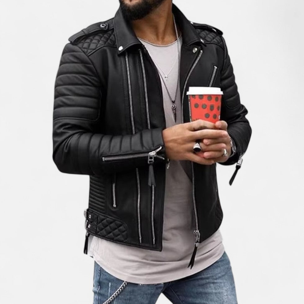 Steppoptik Kunstlederjacke für Herren