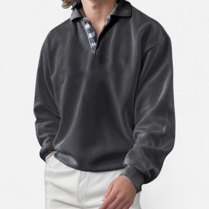 Langarm Polo Shirt mit V-Ausschnitt