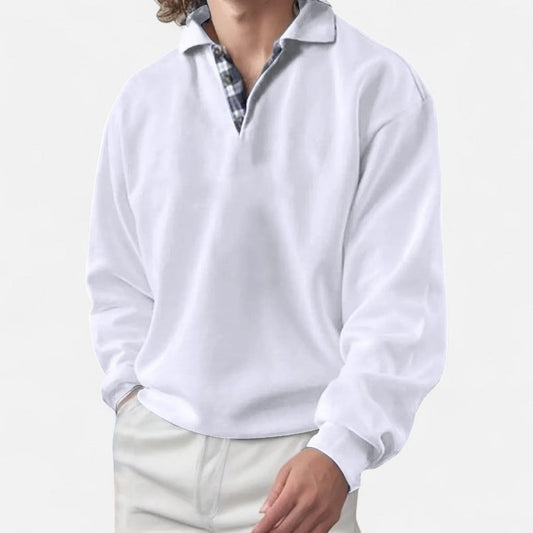 Langarm Polo Shirt mit V-Ausschnitt
