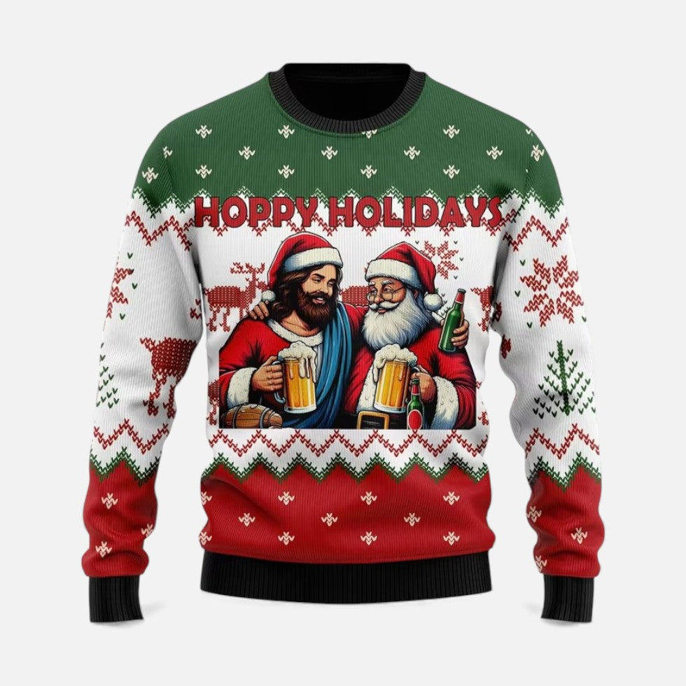 Weihnachtspullover Herren im Winterstil mit Motiv