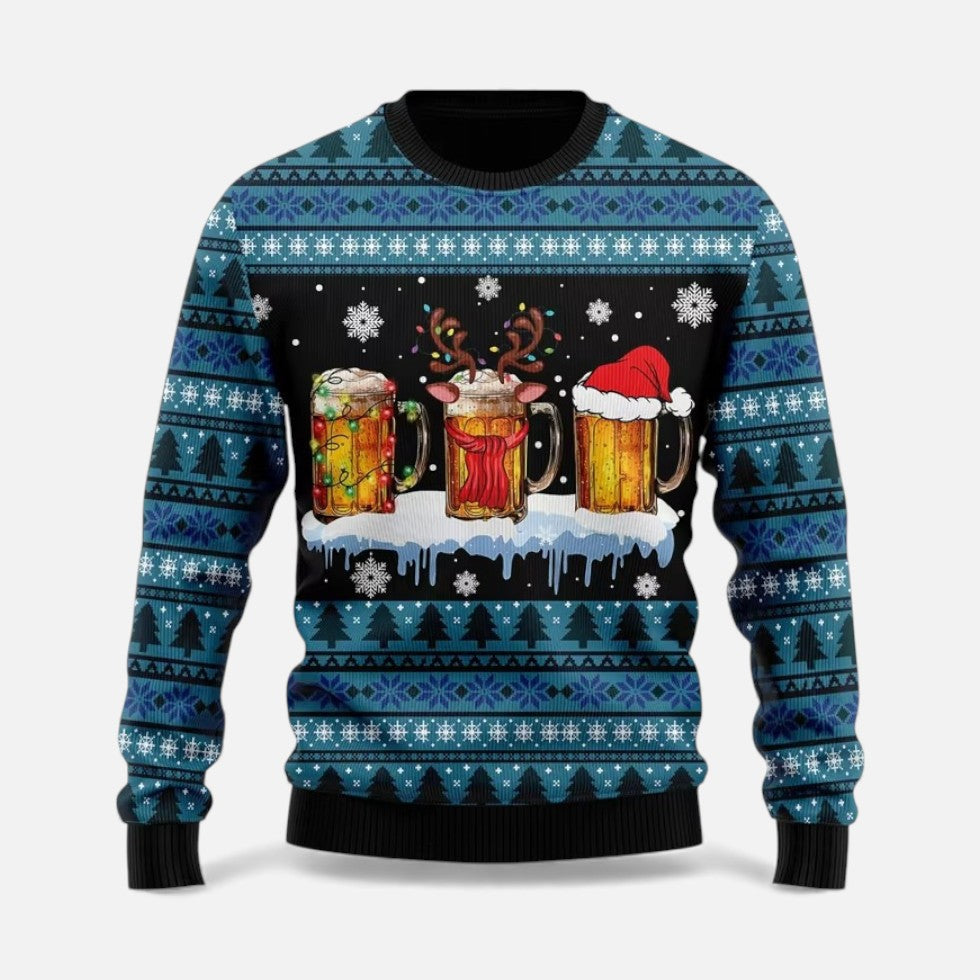 Weihnachtspullover Herren im Winterstil mit Motiv