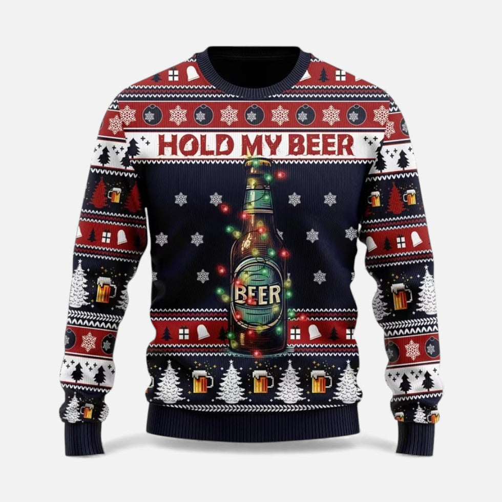 Weihnachtspullover Herren im Winterstil mit Motiv