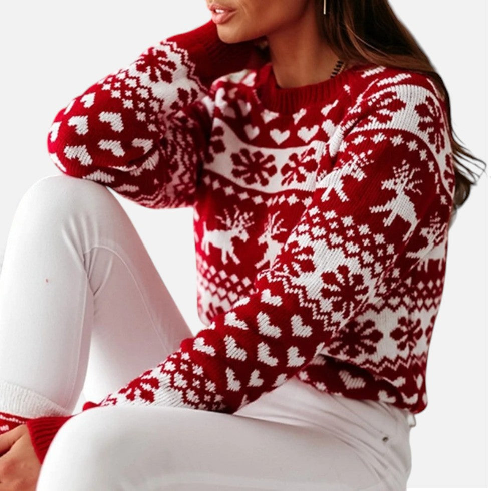 Weihnachtspullover Damen mit Rentiermotiv