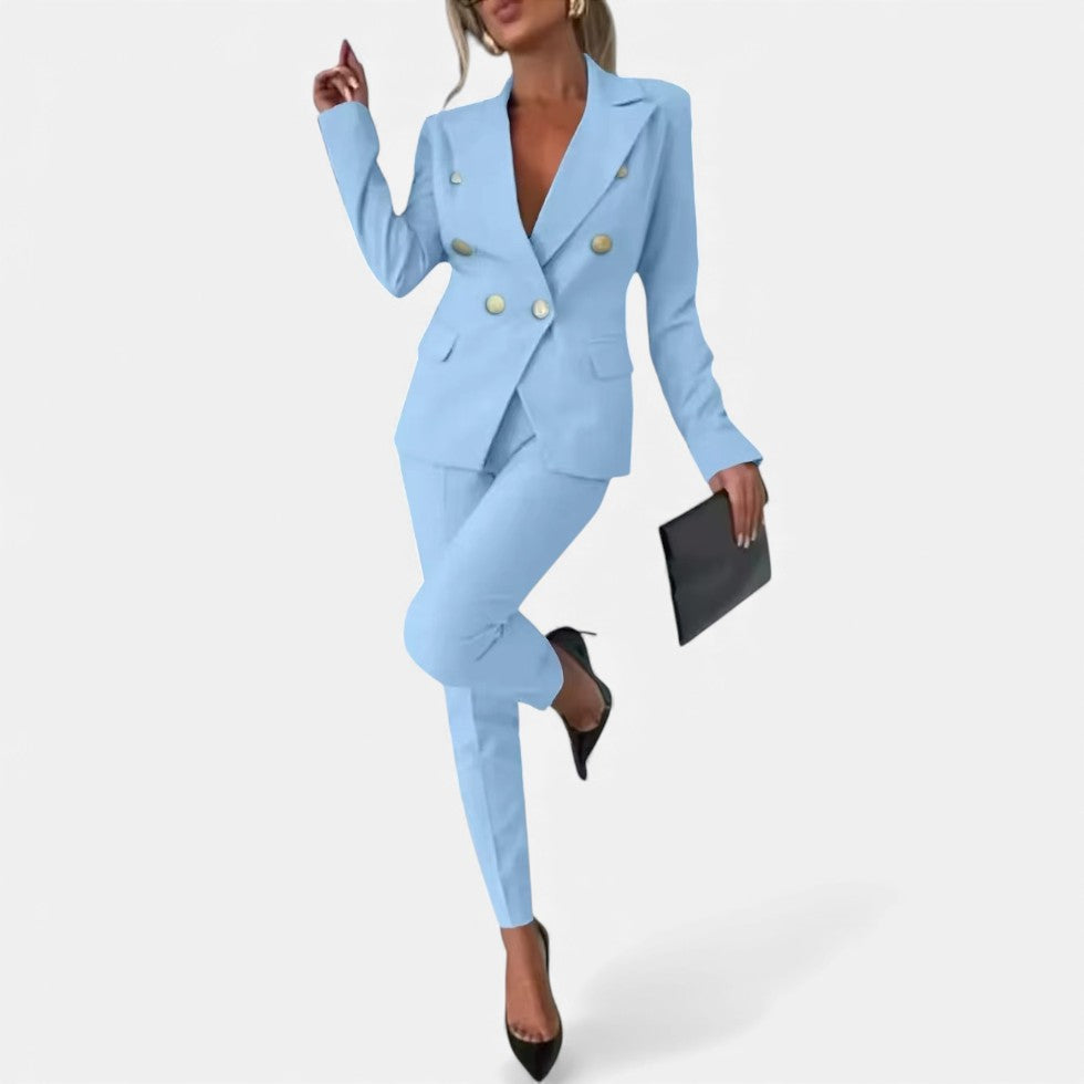 Eleganter Damen Hosenanzug mit Doppelreiher