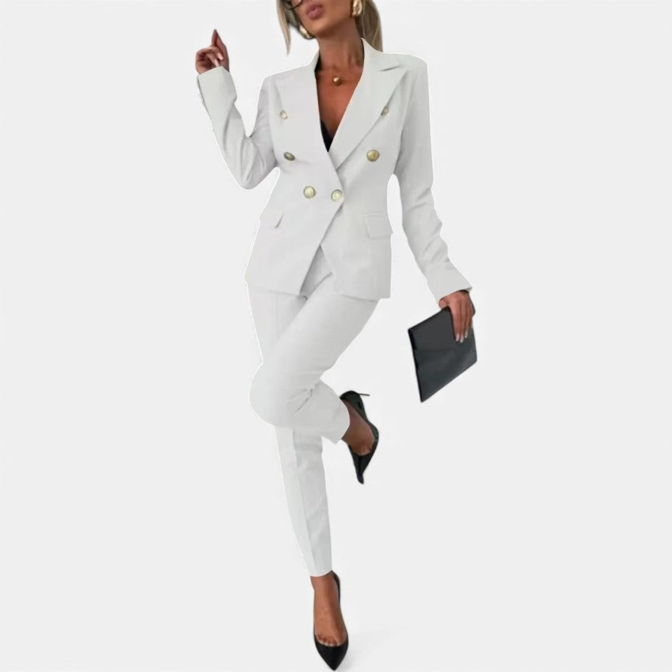 Eleganter Damen Hosenanzug mit Doppelreiher