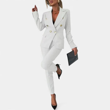 Eleganter Damen Hosenanzug mit Doppelreiher