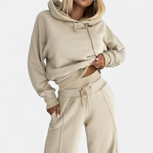 Damen Freizeitset mit Hoodie und weitem Bein