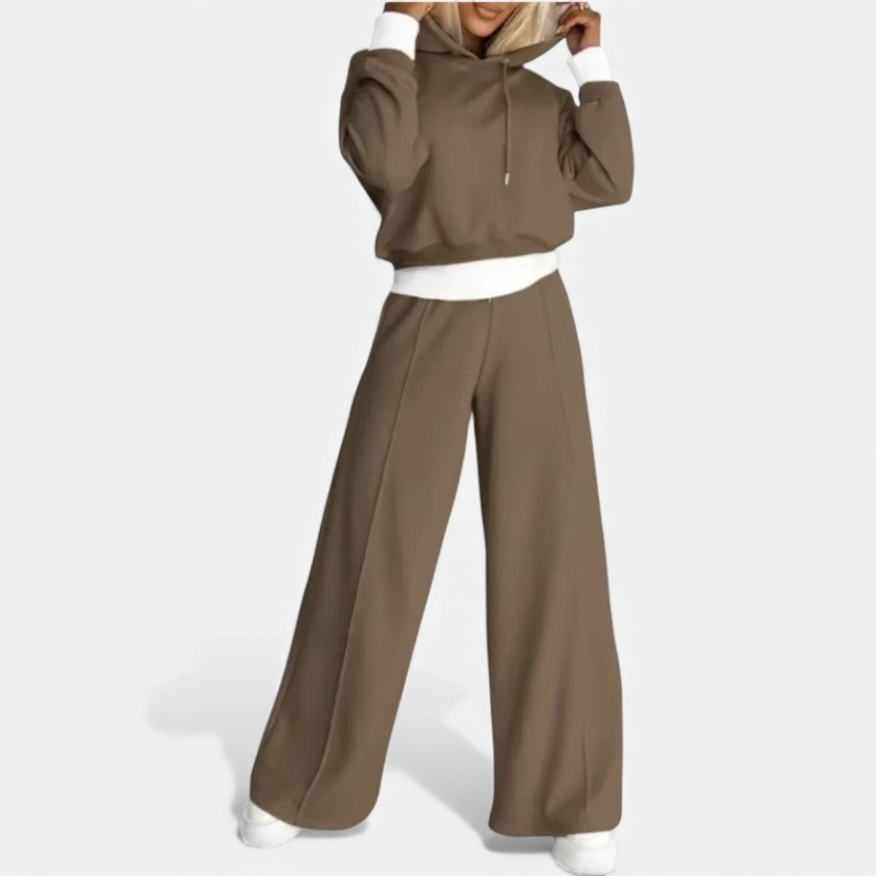 Damen Freizeitset mit Hoodie und weitem Bein