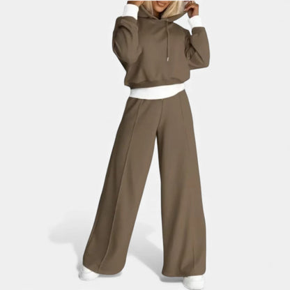 Damen Freizeitset mit Hoodie und weitem Bein