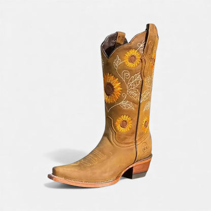 Western Stiefeletten mit Blumenstickerei Damen