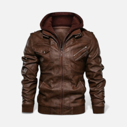 Kunstlederjacke mit Kapuze für Herren
