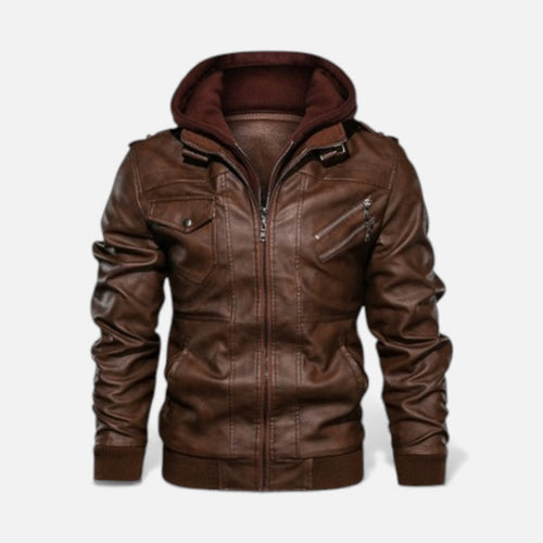 Kunstlederjacke mit Kapuze für Herren