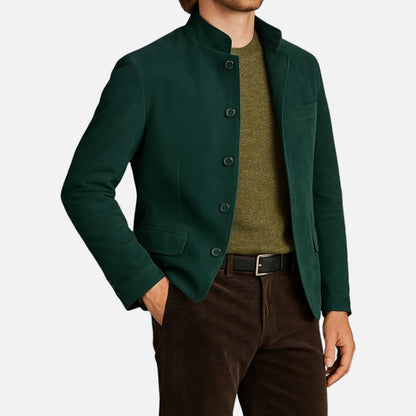 Herren Stehkragenjacke aus glattem Webstoff