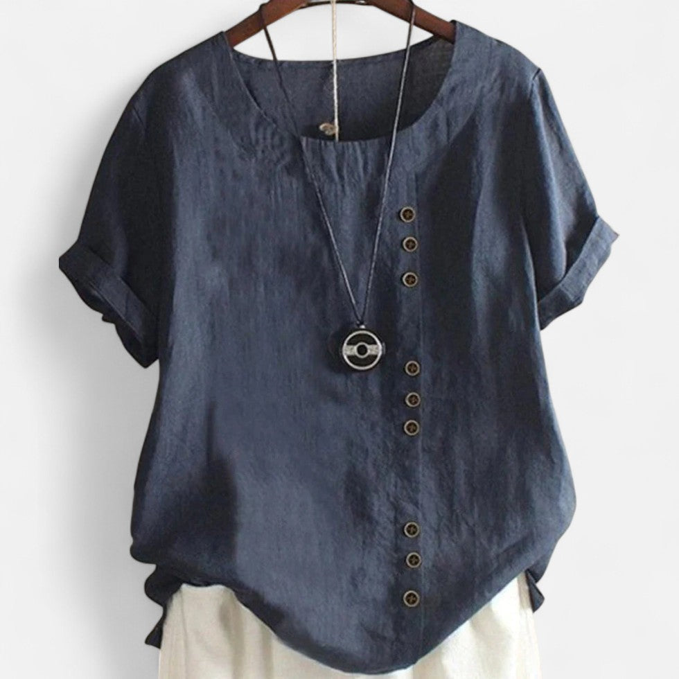 Leichte Bluse mit Knopfleiste und Rundhalsausschnitt für Damen