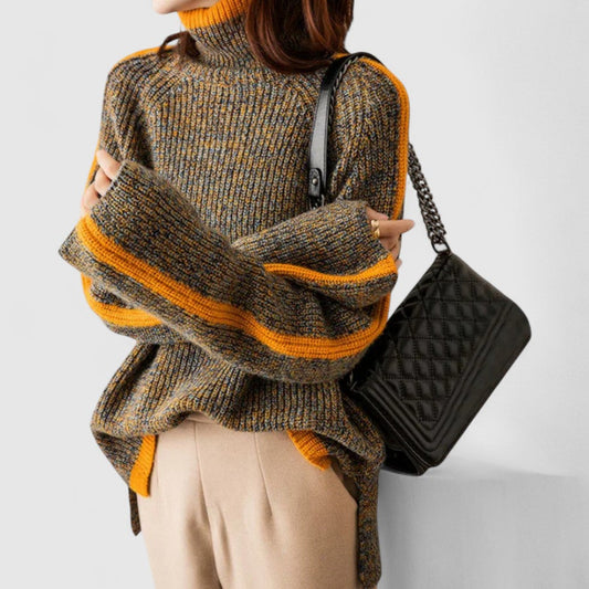 Gerippter Strickpullover mit weitem Schnitt