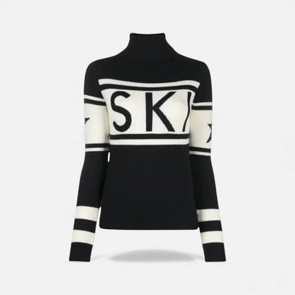 Damen Rollkragenpullover mit Ski Schriftzug