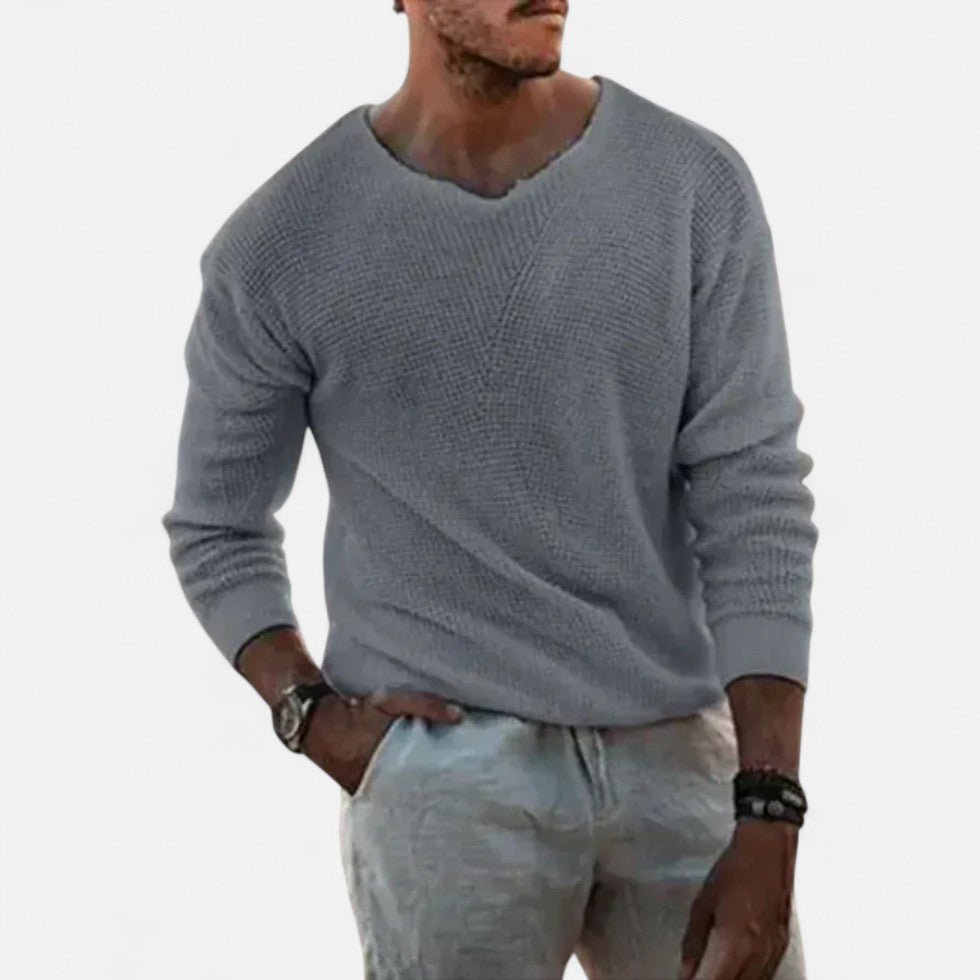 Strickpullover mit V-Ausschnitt und Strukturmuster