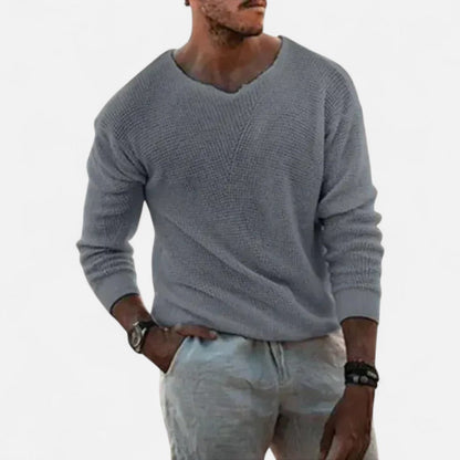 Strickpullover mit V-Ausschnitt und Strukturmuster