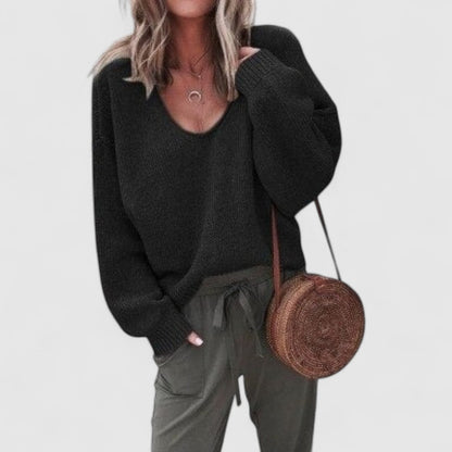 Strickpullover mit V-Ausschnitt und lockerer Passform