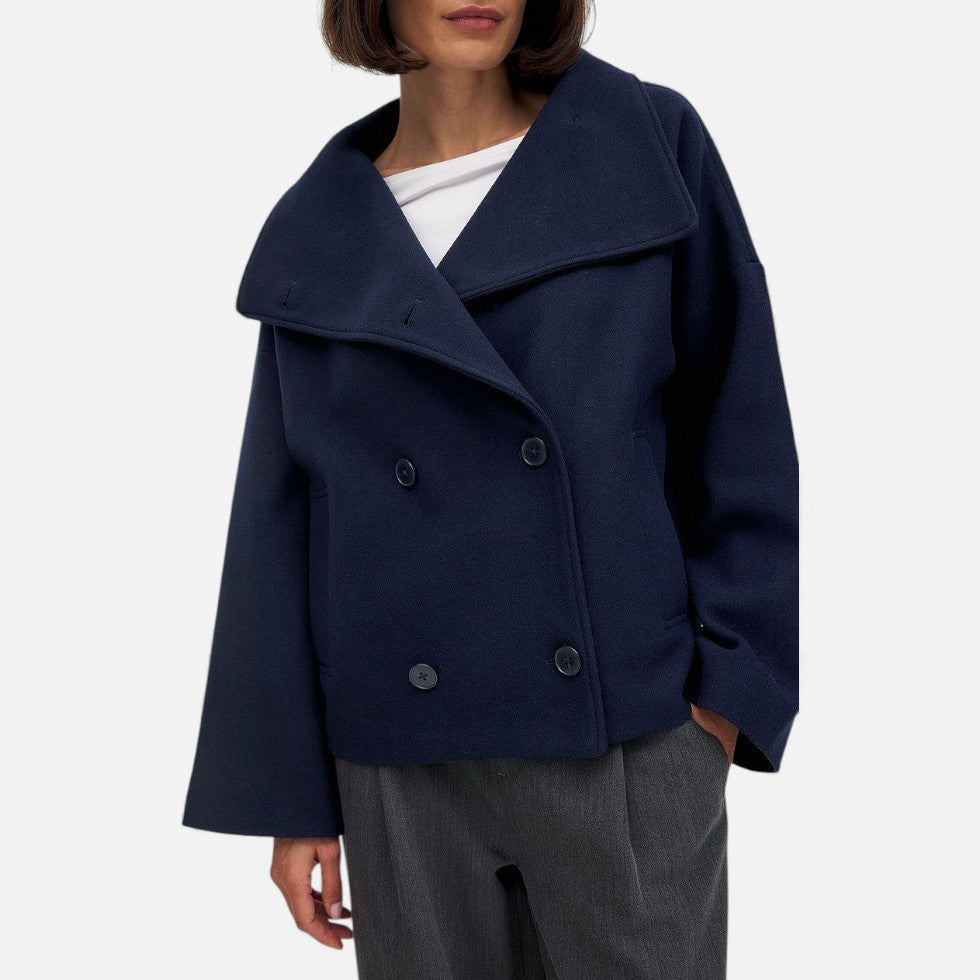 Damen Wollmix Kurzmantel mit Doppelreiher