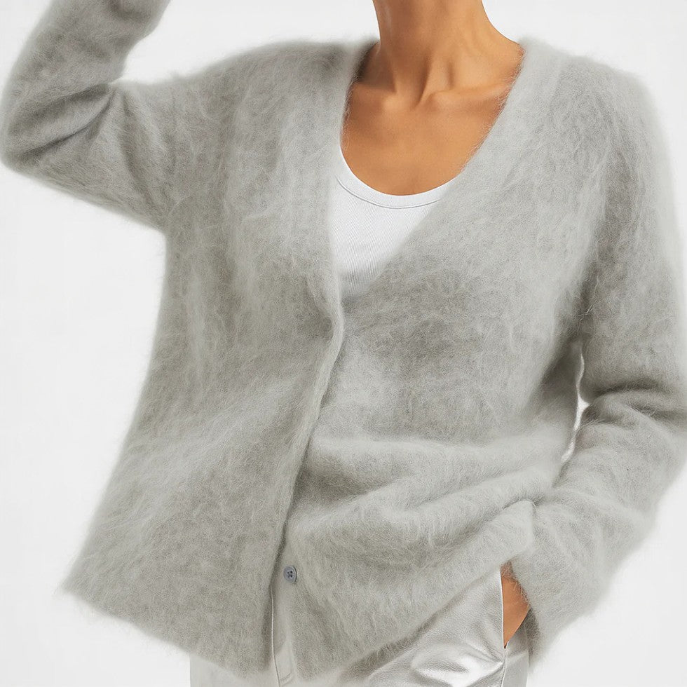 Damen Kaschmir Strickjacke mit flauschiger Oberfläche