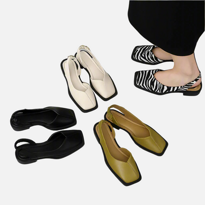 Slingback Ballerinas mit eckiger Zehenpartie