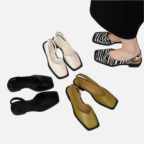 Slingback Ballerinas mit eckiger Zehenpartie