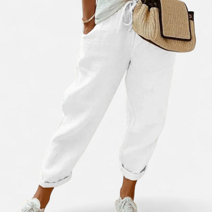 Leichte Leinenhose mit elastischem Bund