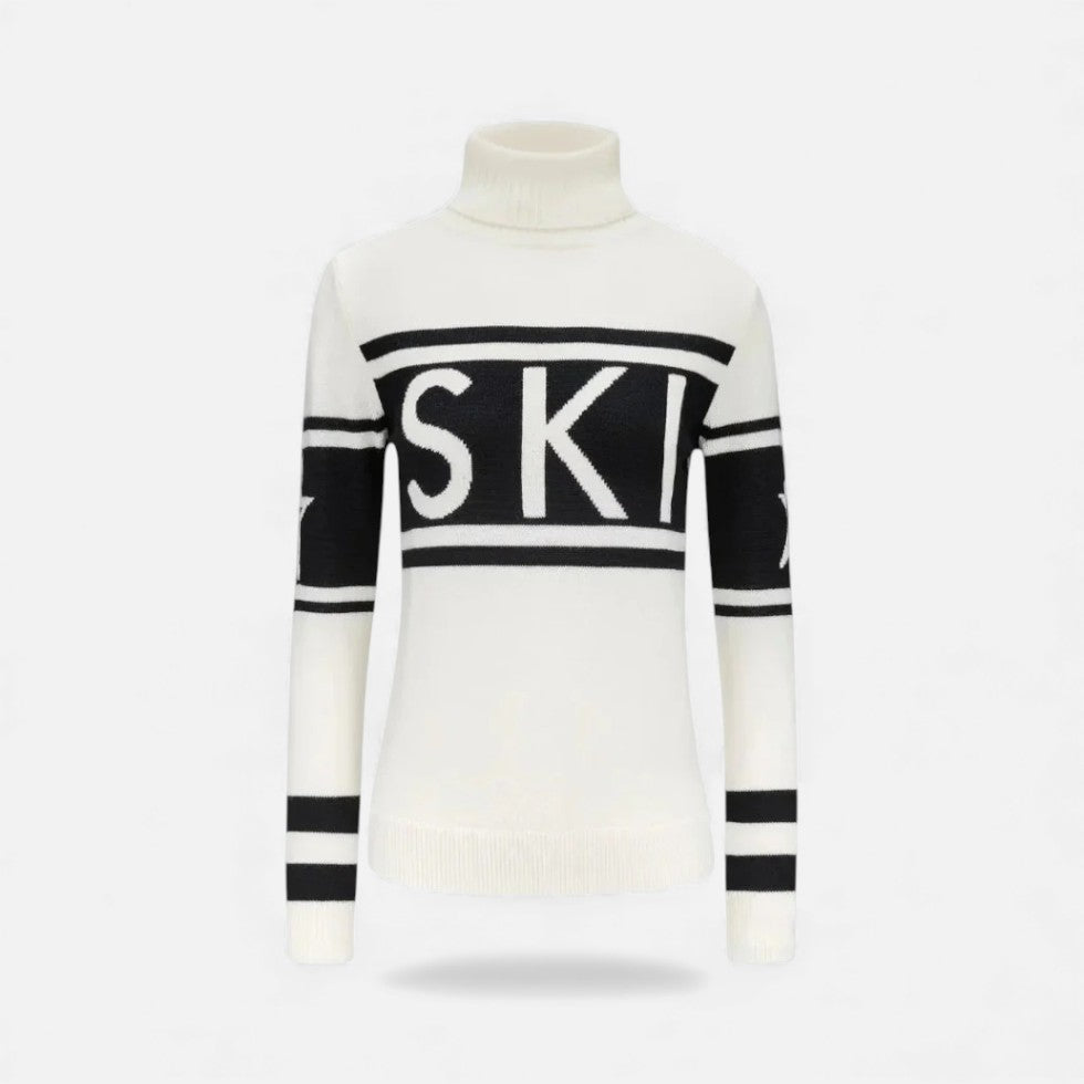 Damen Rollkragenpullover mit Ski Schriftzug