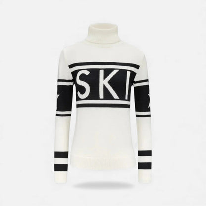 Damen Rollkragenpullover mit Ski Schriftzug