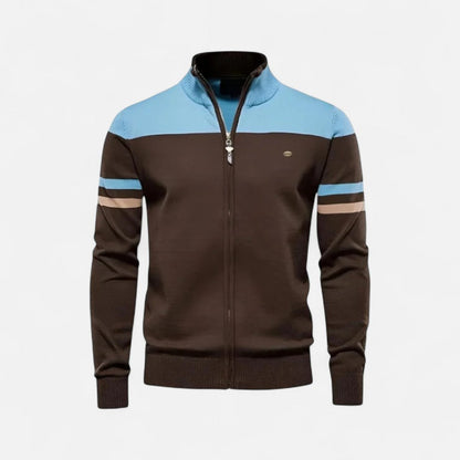 Herren Zip Pullover mit Kontraststreifen