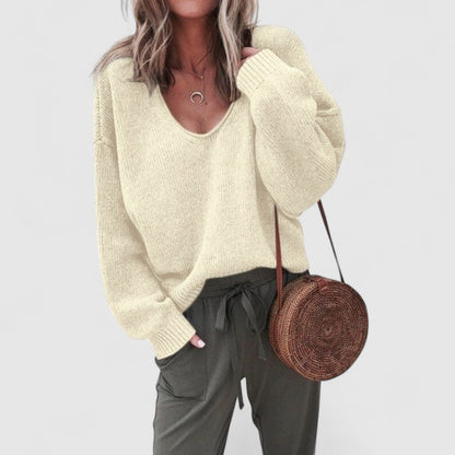 Strickpullover mit V-Ausschnitt und lockerer Passform