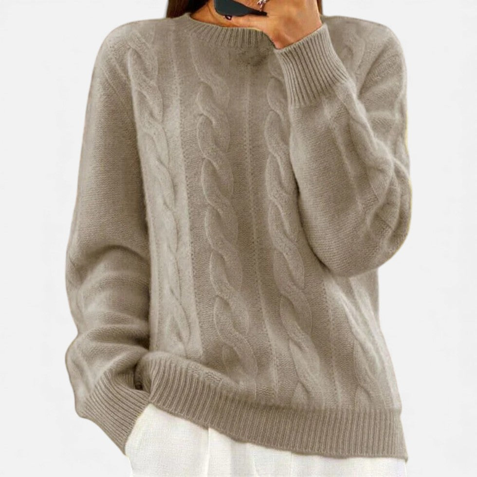 Damen Strickpullover mit Zopfmuster