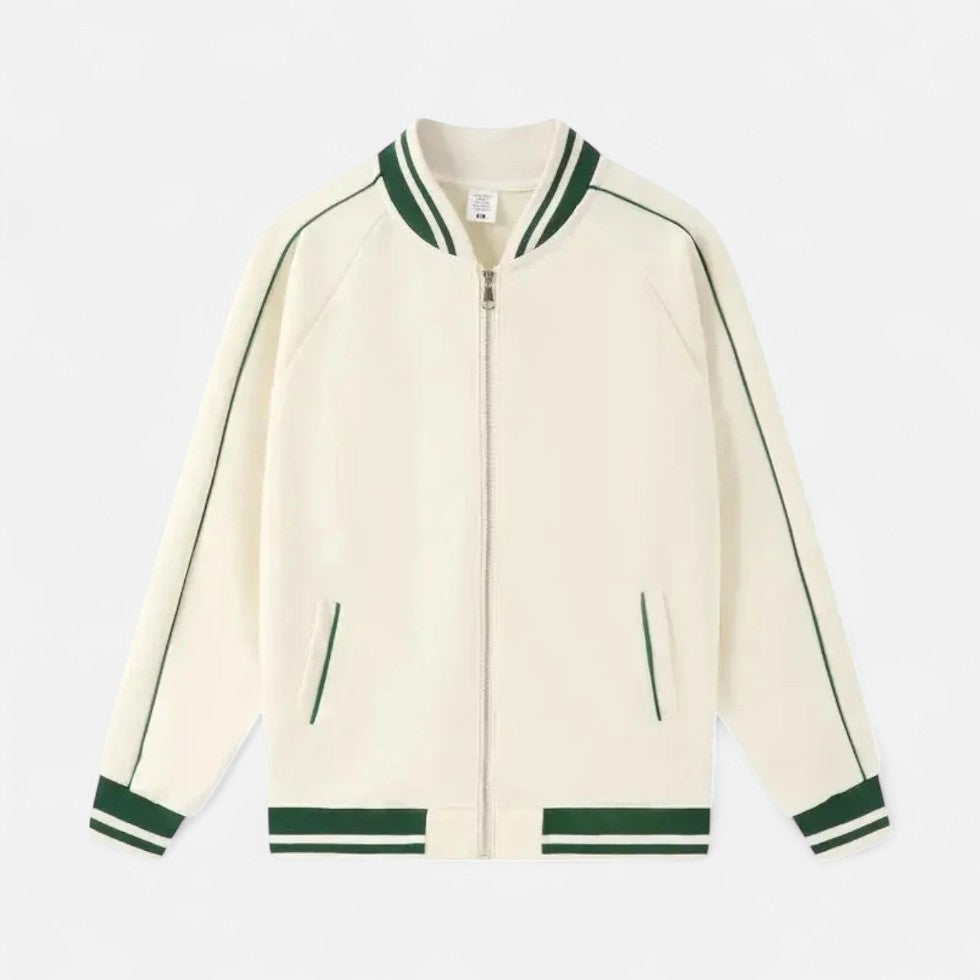 Herren Old Money Baseballjacke Loose Fit Baumwollmischung Bomber