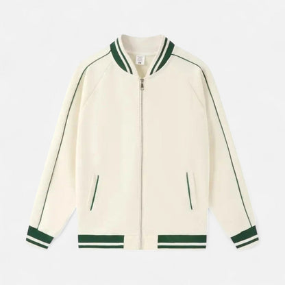 Herren Old Money Baseballjacke Loose Fit Baumwollmischung Bomber