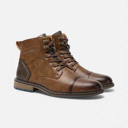 Schnürstiefeletten für Herren mit Strukturleder