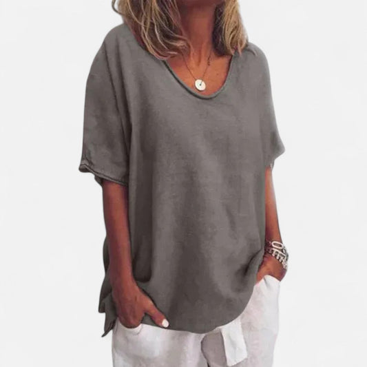 Locker geschnittenes T-Shirt mit Rundhalsausschnitt für Damen