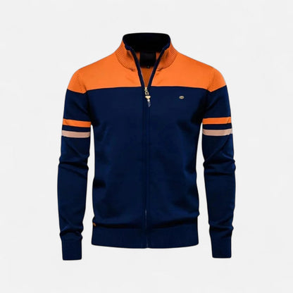 Herren Zip Pullover mit Kontraststreifen