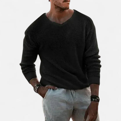 Strickpullover mit V-Ausschnitt und Strukturmuster