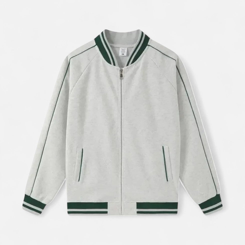 Herren Old Money Baseballjacke Loose Fit Baumwollmischung Bomber