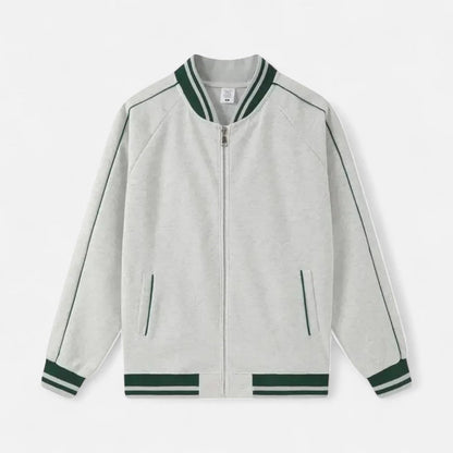 Herren Old Money Baseballjacke Loose Fit Baumwollmischung Bomber